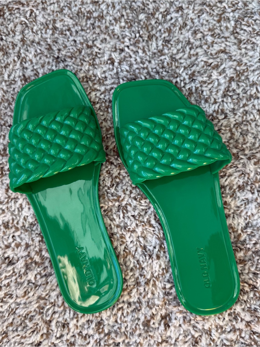 Green Rubber Slip On Sandals